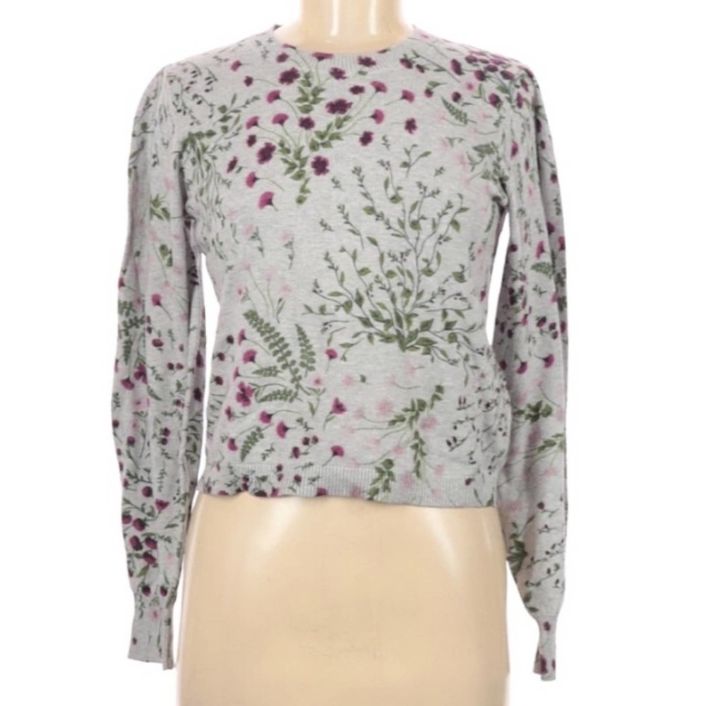 Joie Verna Sweater Heather Grey Floral Cashmere XS - Picture 3 of 6